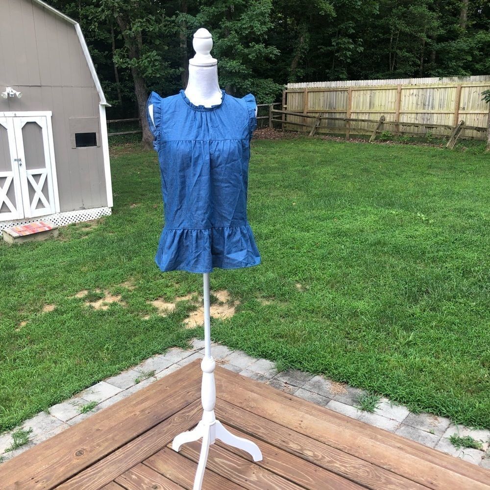 INDIGO ROSE Frill Blue Size S Tank Top Cut Blouse